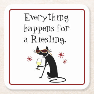 Porta-copo De Papel Quadrado Tudo acontece para um jogo de vinho em Riesling