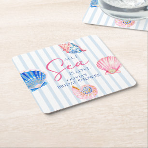 Porta-copo De Papel Quadrado Tudo o que Vejo é Amor Conchas de Moluscos Chá de
