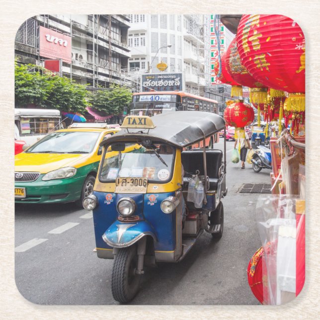 Porta-copo De Papel Quadrado Tuk tuk, Bangkok (Frente)