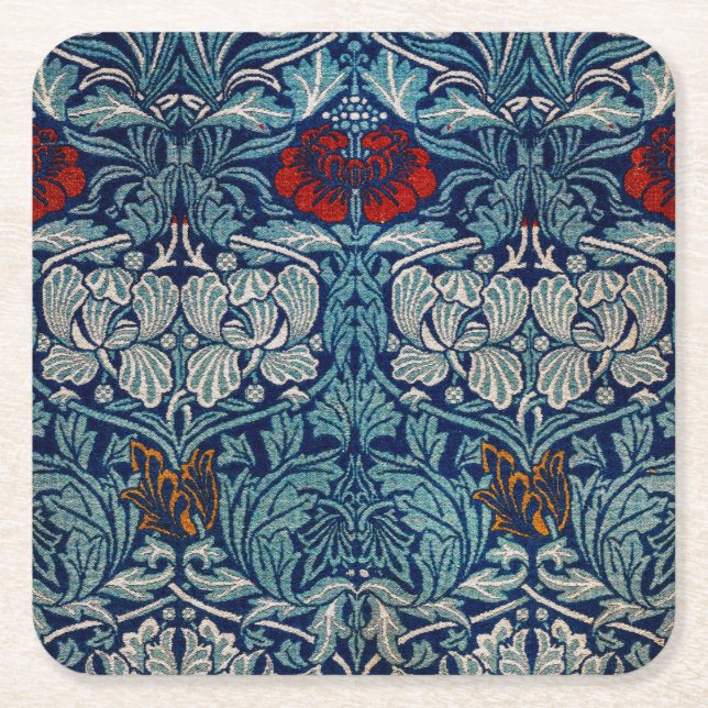 Porta-copo De Papel Quadrado Tulip e Rosa, William Morris (Frente)