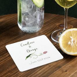 Porta-copo De Papel Quadrado Tulip Floral Rosa