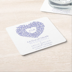 Porta-copo De Papel Quadrado Tulip wreath ink desenho monograma azul
