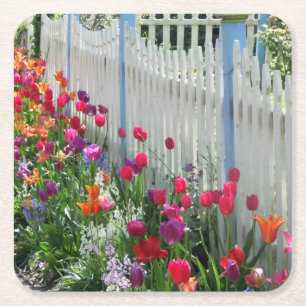 Porta-copo De Papel Quadrado Tulipas portas copos quadradas de piche branco de