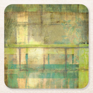 Porta-copo De Papel Quadrado Turquesa e pintura Abstrato verde