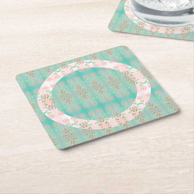 Porta-copo De Papel Quadrado Turquesa Rosa (Inclinado)