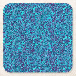 Porta-copo De Papel Quadrado Turquesa venenosa padrão floral roxo escuro