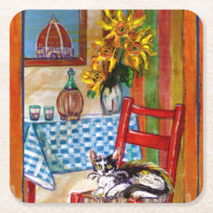PORTA-COPO DE PAPEL QUADRADO TUSCANY KITCHEN CAT,SFLOWERS VINHOS
