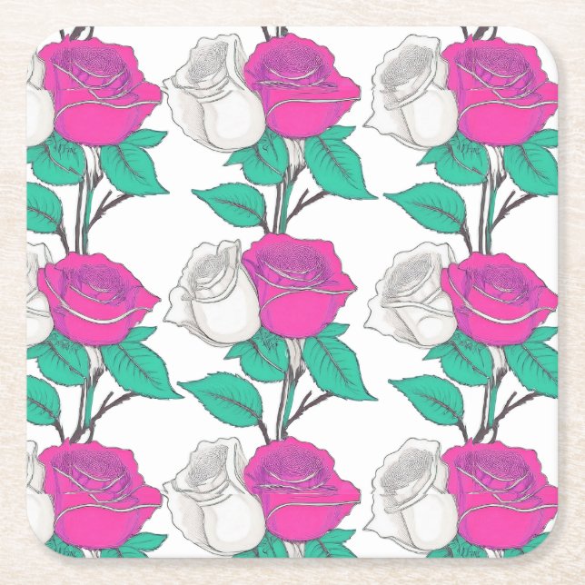Porta-copo De Papel Quadrado Two Rose Coaster (Frente)