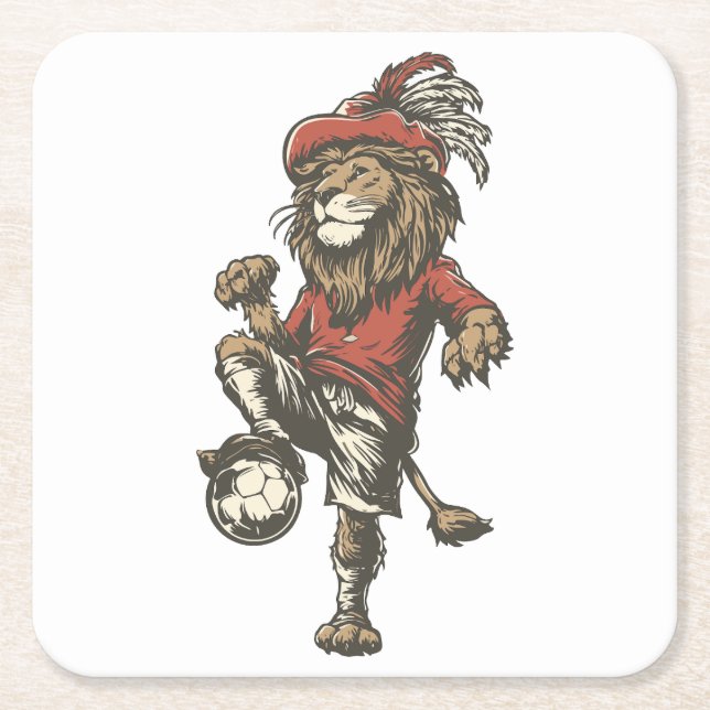 Porta-copo De Papel Quadrado Two‑Tailed Lion Striker (Frente)