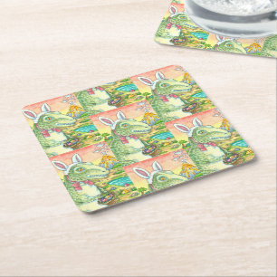 PORTA-COPO DE PAPEL QUADRADO TYRANNOSAURUS, CUTE T-REX, LESTE BUNNY DINO