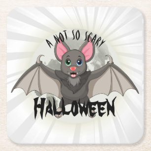 Porta-copo De Papel Quadrado Um Bat De Cartoon E Um Halloween Não Muito Assusta