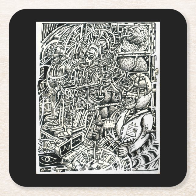 Porta-copo De Papel Quadrado Um choque para o sistema (cadeira elétrica) (Frente)