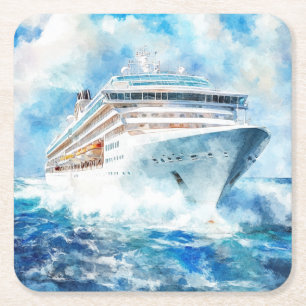 Porta-copo De Papel Quadrado Um Cruise de Verão Quadrado de Papel Absorvente