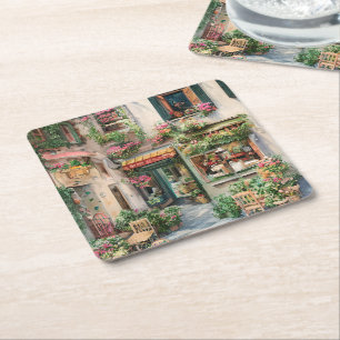 Porta-copo De Papel Quadrado Um Design de Ephemera, uma cena de rua italiana, s