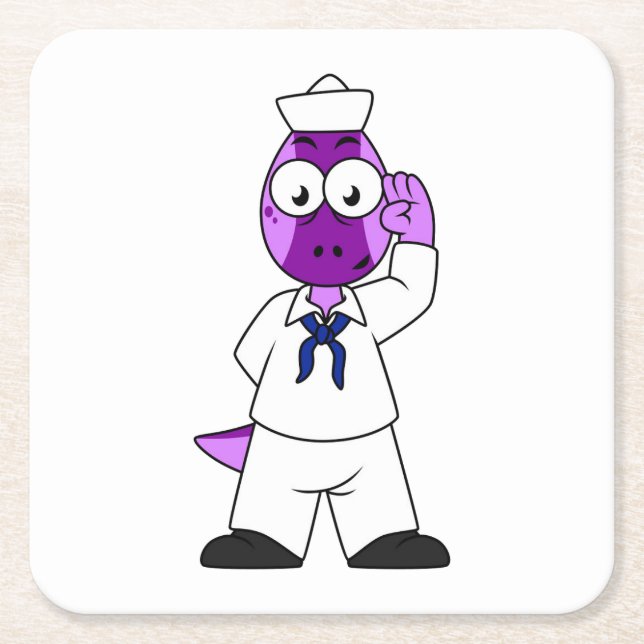 Porta-copo De Papel Quadrado Um Marinheiro Marinho De Dinossauro Paquicéfalossa (Frente)