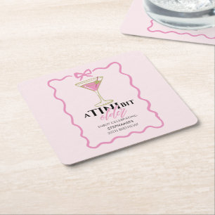 Porta-copo De Papel Quadrado Um Martini Um Pouquinho Mais Velho Borda Rosa Boni