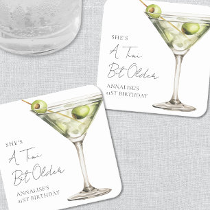 Porta-copo De Papel Quadrado Um Martini Um Pouquinho Mais Velho de Aniversário