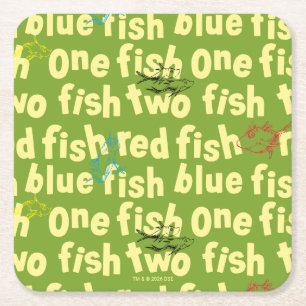 Porta-copo De Papel Quadrado Um Peixe Dois Peixes Padrão Tipográfico