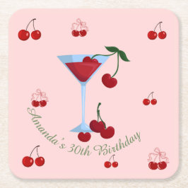 Porta-copo De Papel Quadrado Um Pouco Mais Velho Aniversário Cherrytini
