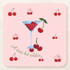 Porta-copo De Papel Quadrado Um Pouco Mais Velho Aniversário Cherrytini