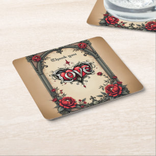 Porta-copo De Papel Quadrado Um romance gótico. Um ornamentado, estilo gótico