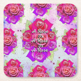 Porta-copo De Papel Quadrado Um Rosa é um Rosa é um Rosa