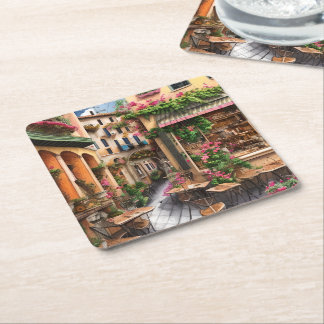 Porta-copo De Papel Quadrado Uma Cena de Rua Italiana Série de Design Efêmero 2