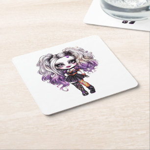 Porta-copo De Papel Quadrado Uma Coleção de Design de Halloween de Menina Fofa 