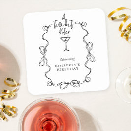 Porta-copo De Papel Quadrado Uma Festa de aniversário de Borda Negra Negra