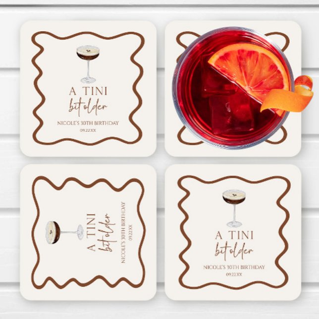 Porta-copo De Papel Quadrado Uma Festa de aniversário Tini Bit Antigo Expresso  (Criador carregado)