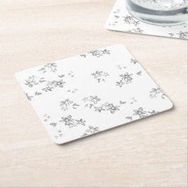 Porta-copo De Papel Quadrado uma foto em preto e branco de flocos de neve