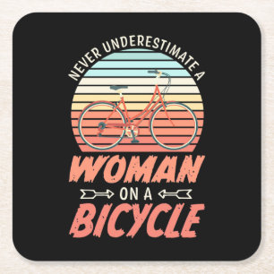 Porta-copo De Papel Quadrado Uma Mulher Numa Bicicleta