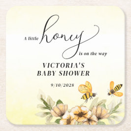 Porta-copo De Papel Quadrado Uma pequena abelha de mel está a caminho do Chá de