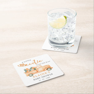 Porta-copo De Papel Quadrado Uma Pequena Cutie Está No Caminho Do Chá de fralda