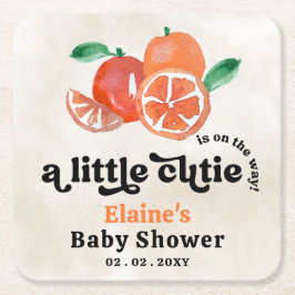 Porta-copo De Papel Quadrado Uma Pequena Cutie Está No Caminho Do Chá de fralda