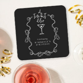 Porta-copo De Papel Quadrado Uma Pequena Festa de aniversário Negra Desenhada À