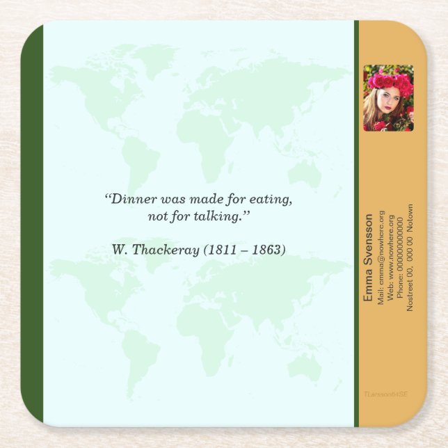 Porta-copo De Papel Quadrado Underlägg — Connect, World (Frente)