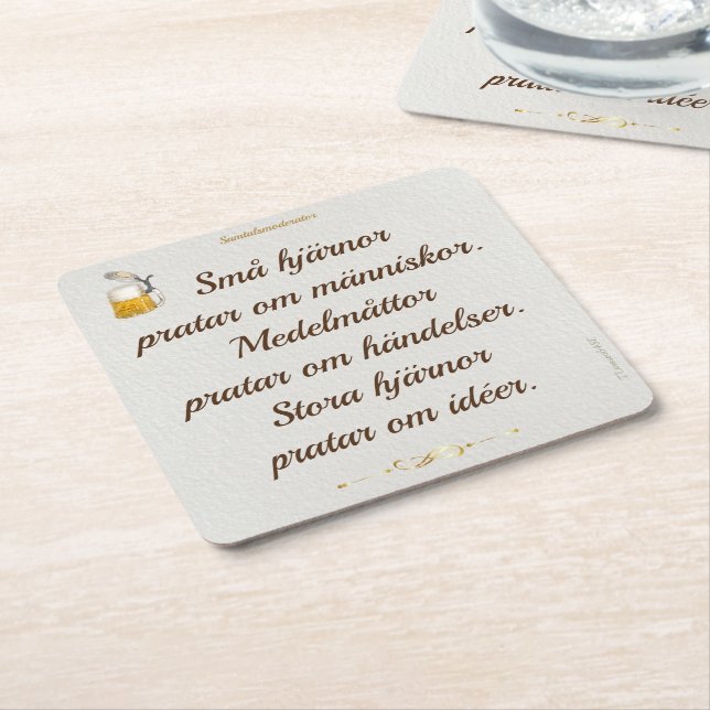 Porta-copo De Papel Quadrado Underlägg — Hjärnor pratar (Inclinado)