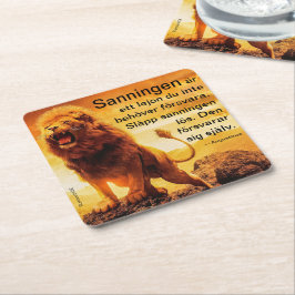 Porta-copo De Papel Quadrado Underlägg — Lejon, sanning