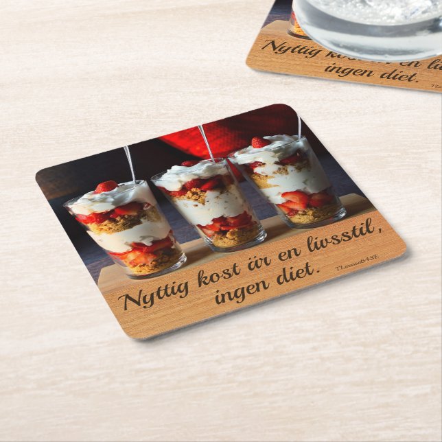 Porta-copo De Papel Quadrado Underlägg — Nyttig kost (Inclinado)