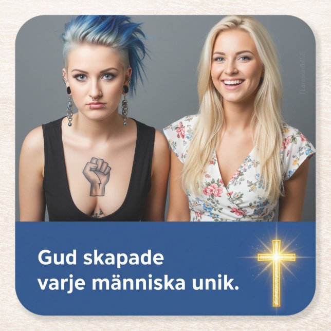 Porta-copo De Papel Quadrado Underlägg — Unik (Frente)