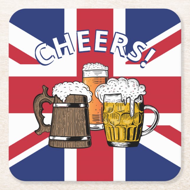 Porta-copo De Papel Quadrado Union JACK Excelente British Beer (Frente)