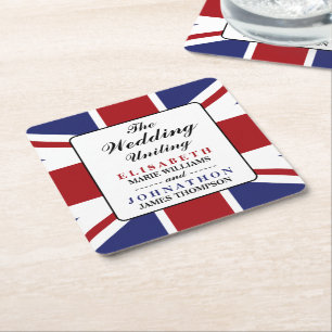 Porta-copo De Papel Quadrado Union Jack Flag British Wedding