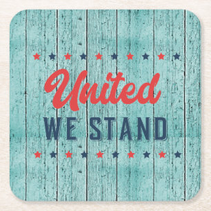 Porta-copo De Papel Quadrado United We Stand Patriotic   