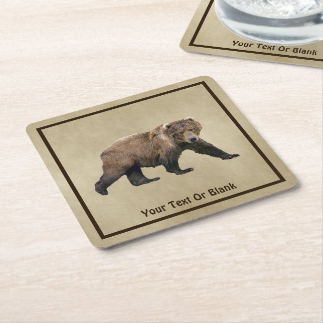 Porta-copo De Papel Quadrado Urso de Kodiak (Inclinado)