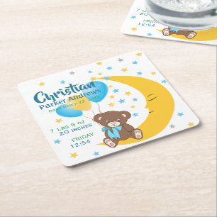 Porta-copo De Papel Quadrado Urso de Teddy Sentado nas Casas de Nascimento do B