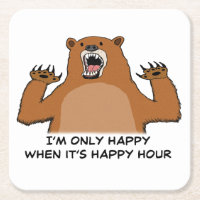 Urso engraçado somente feliz durante o happy hour