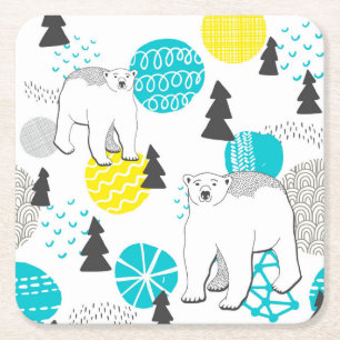 Porta-copo De Papel Quadrado Urso polar