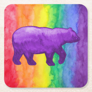 Porta-copo De Papel Quadrado Urso roxo/violeta na Porta copos de papel de lavag