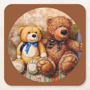 Porta-copo De Papel Quadrado Ursos de Teddy Bonitos
